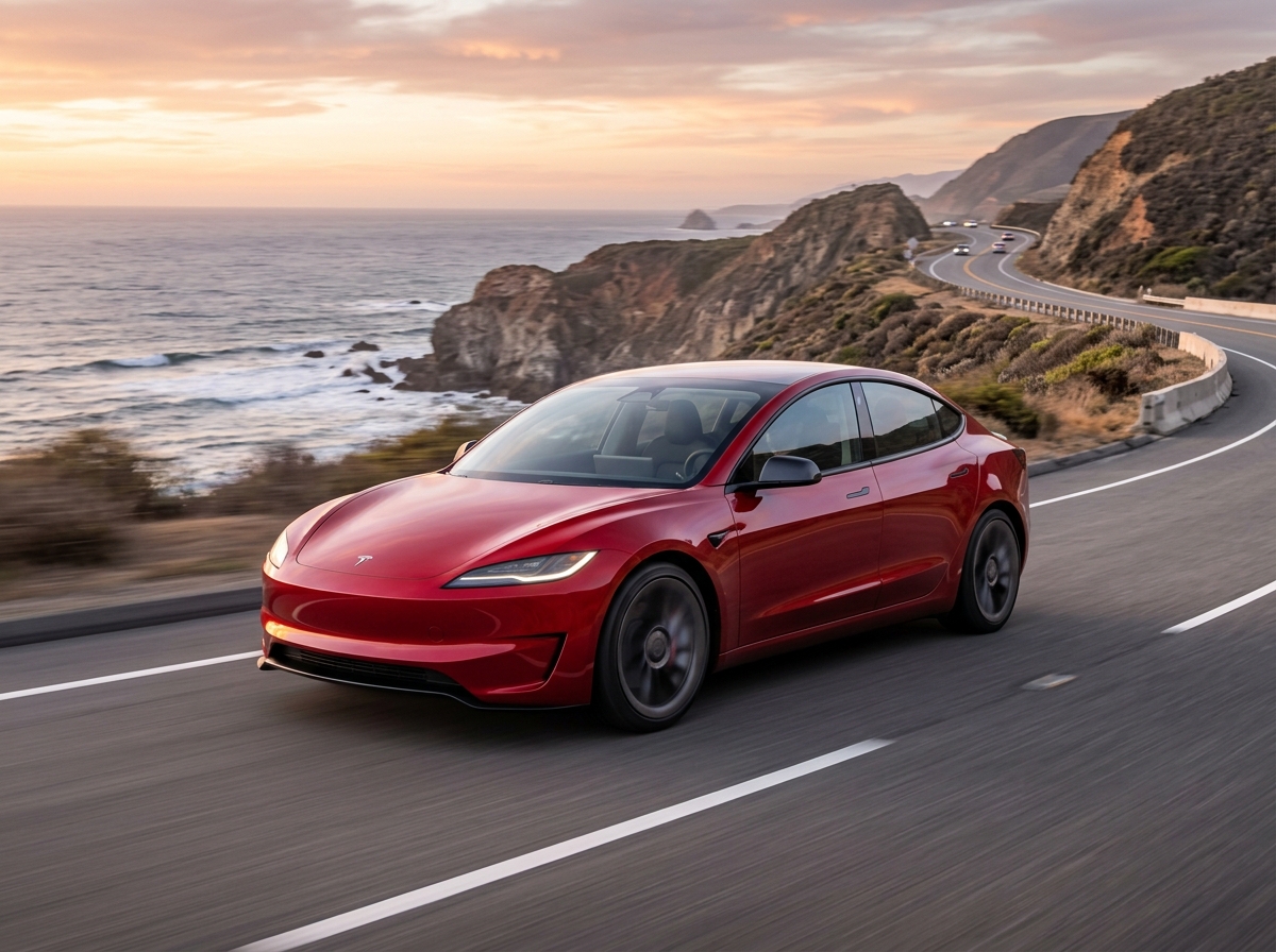 Tesla Model 3 Performance showcasing minimalist design and aerodynamic profile